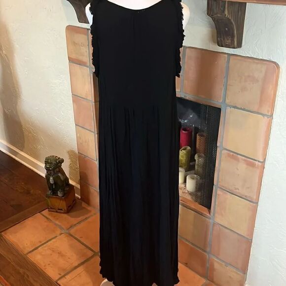 UMGEE Black Sleeveless Raw Edge Maxi Dress, M! - Picture 6 of 10